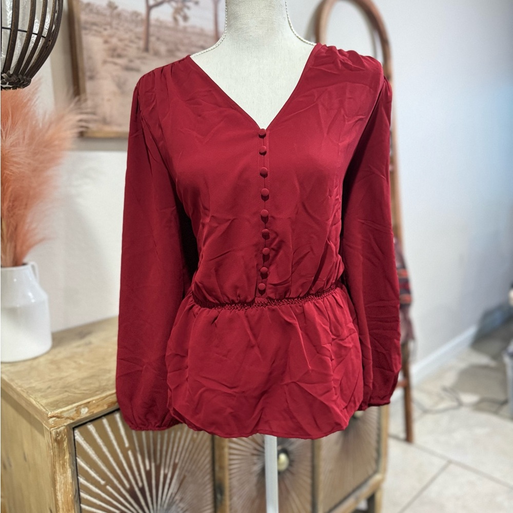 Alfani Red V-Neck Women's Top Size PXL